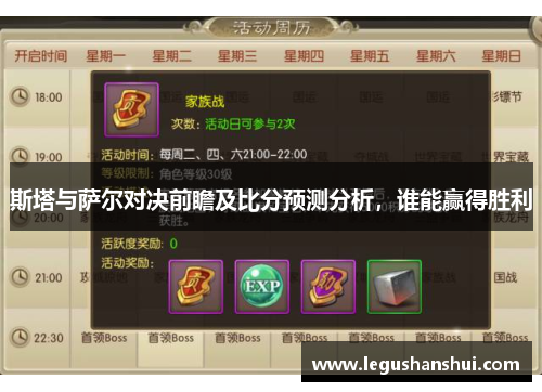 斯塔与萨尔对决前瞻及比分预测分析，谁能赢得胜利